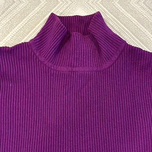 Worthington Women’s Purple Ribbed Mock Turtleneck Long-sleeve Top - Picture 2 of 7